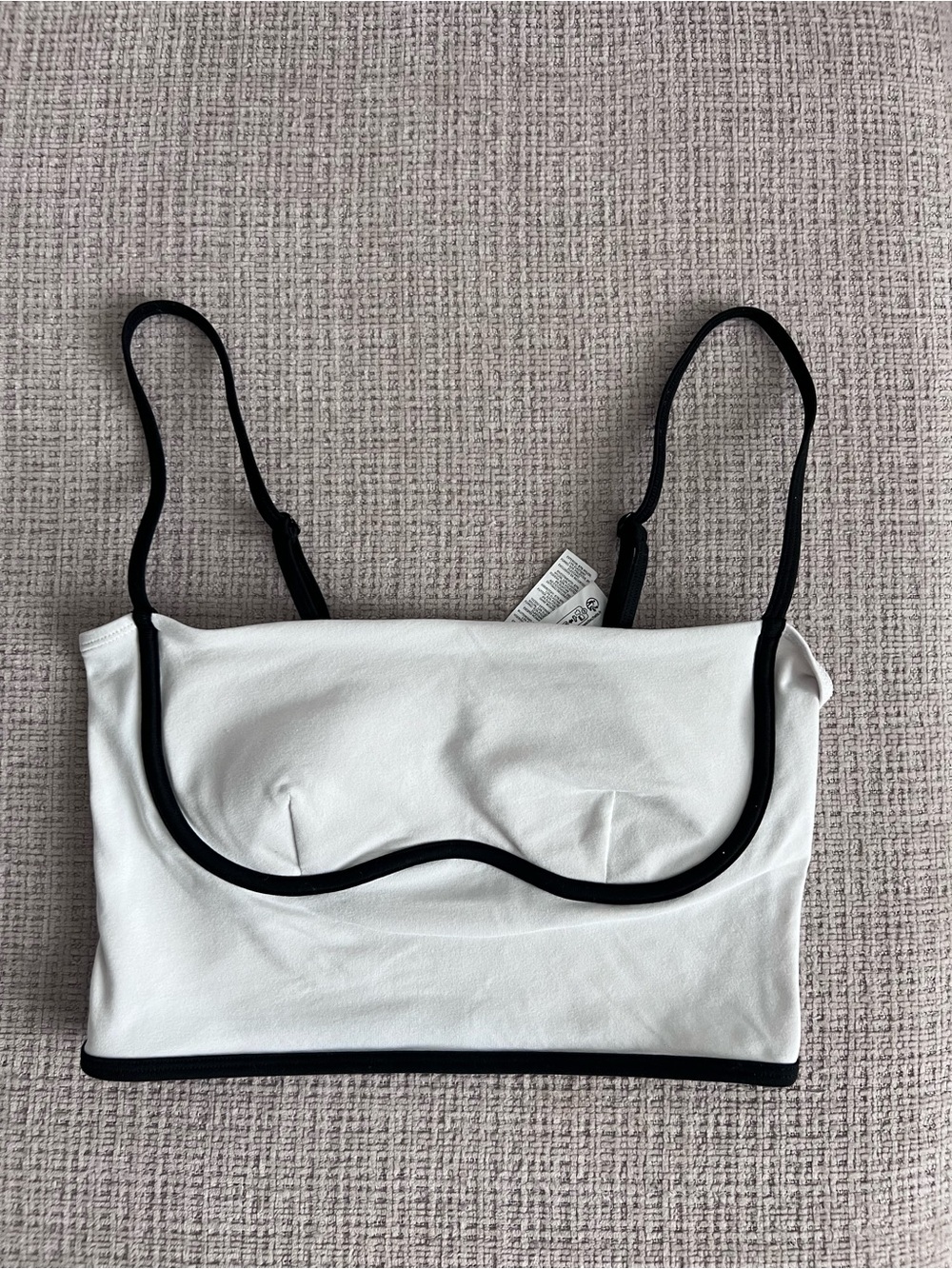 ALO Yoga White Bralette with Black Trim